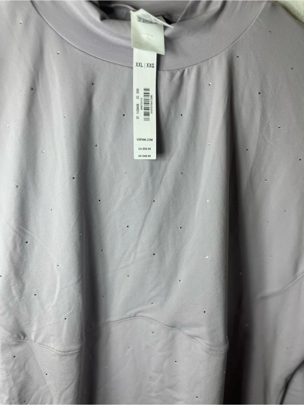 PINK Victoria's Secret Lavender Rhinestone Mock Neck Long Sleeve Top - Picture 4 of 11